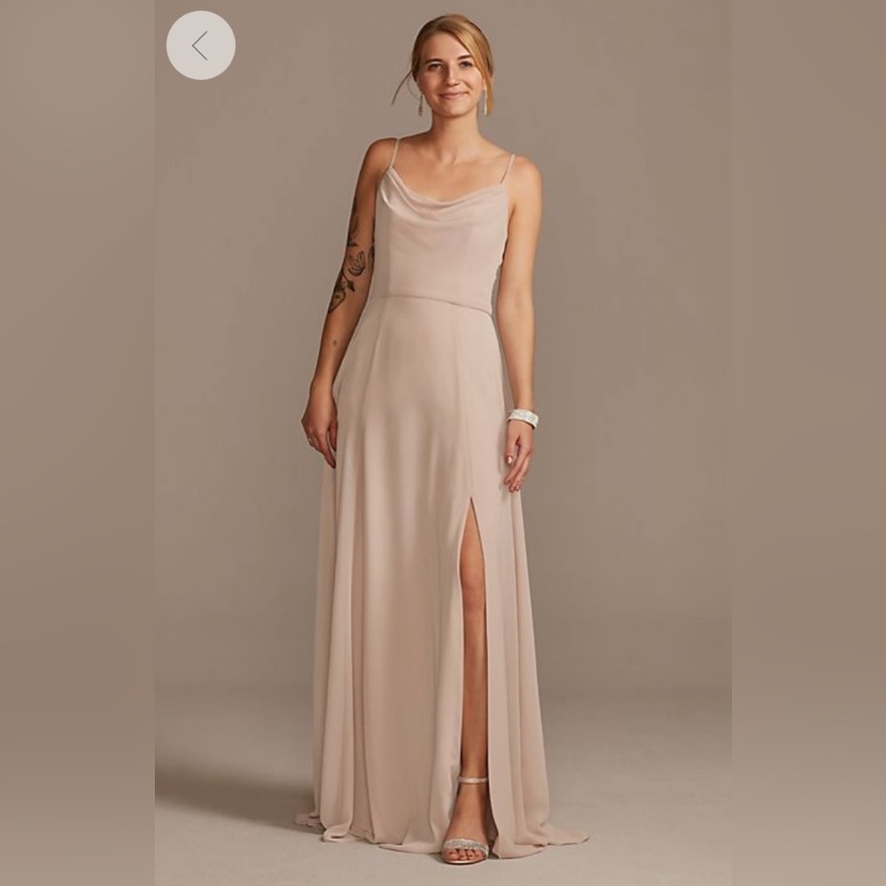 David’s Bridal cowl neck bridesmaid dress with slit - Picture 5 of 5